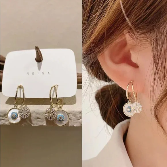 ALLURING KALEIDOSCOPE GOLD PLATED EARRINGS - Picture 5 of 5